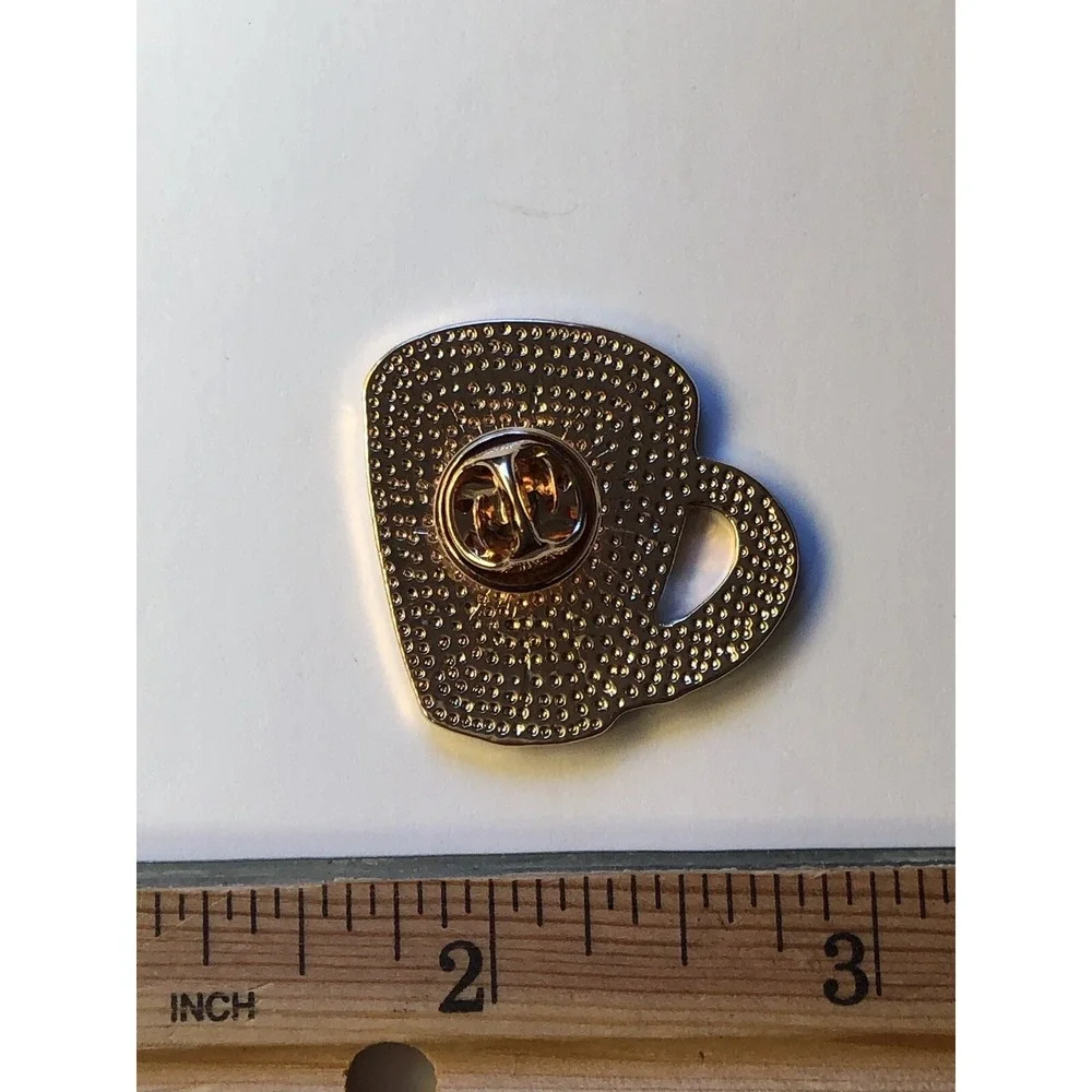 Inspirational Strong Like My Coffee Cup Brooch‎ Alloy Paint Pin Best Friend Gift